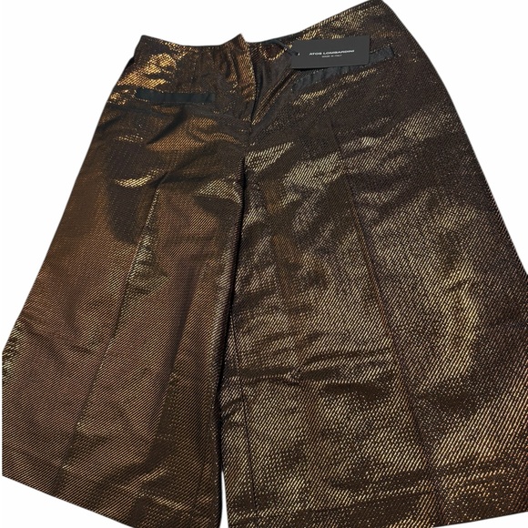 Atos Lombardini Pants - NWT Atos Lombardini Metallic Brown Wide-Leg Bermuda Women’s Shorts Sz 40